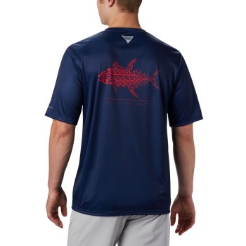 Columbia T-Shirt Heren, PFG Terminal Tackle Tribal Fish Short Sleeve DonkerGrijs, 94LRGTEYI